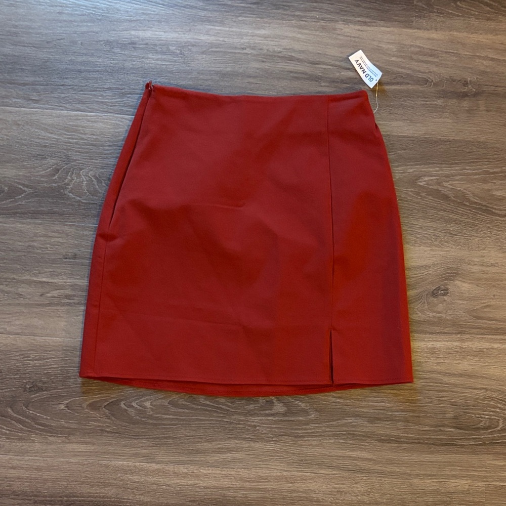 Old Navy Red Skirt NWT | Side Zipper | Cotton Blend